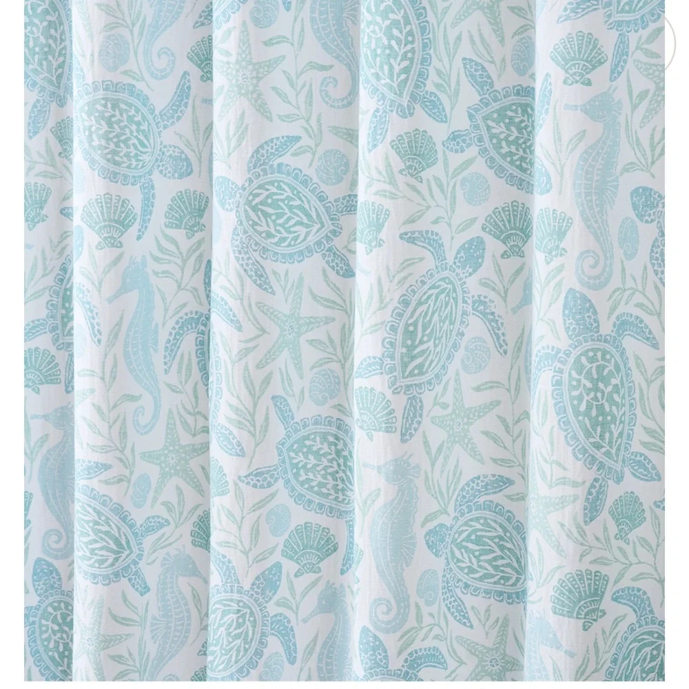 CARO HOME 100% Cotton Sea Turtle Shower Curtain - 72